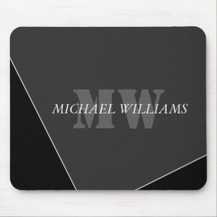 Modernes Grau-Schwarz-Monogramm Mousepad