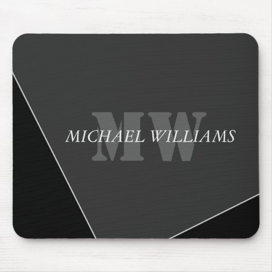 Modernes Grau-Schwarz-Monogramm Mousepad (Vorne)