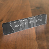 Modernes Grau-Schwarz-Monogramm Namensplakette (Seite)