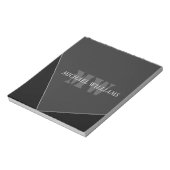 Modernes Grau-Schwarz-Monogramm Notizblock (Rotiert)
