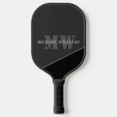 Modernes Grau-Schwarz-Monogramm Pickleball Schläger (Vorderseite)
