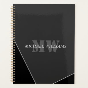 Modernes Grau-Schwarz-Monogramm Planer