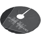 Modernes Grau-Schwarz-Monogramm Polyester Weihnachtsbaumdecke (Schrägansicht)
