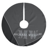 Modernes Grau-Schwarz-Monogramm Polyester Weihnachtsbaumdecke (Vorderseite)
