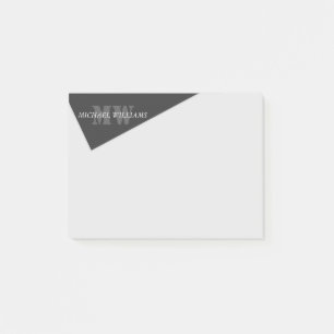 Modernes Grau-Schwarz-Monogramm Post-it Klebezettel