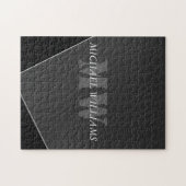 Modernes Grau-Schwarz-Monogramm Puzzle (Horizontal)