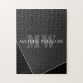 Modernes Grau-Schwarz-Monogramm Puzzle (Vertikal)