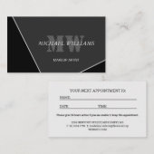 Modernes Grau-Schwarz-Monogramm Terminkarte (Vorne/Hinten)