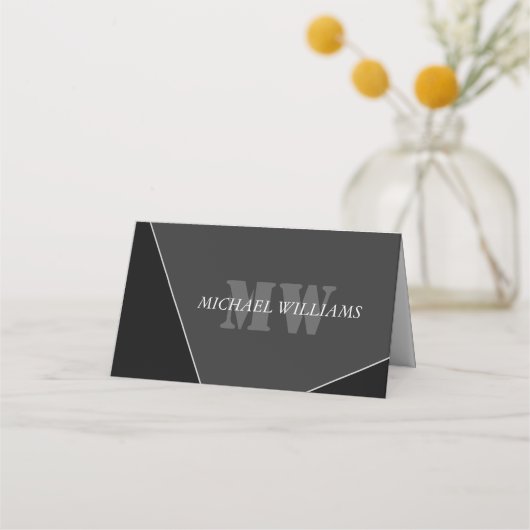 Modernes Grau-Schwarz-Monogramm Terminkarte (Vorderseite)