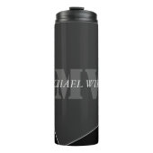 Modernes Grau-Schwarz-Monogramm Thermosbecher (Vorderseite)