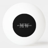 Modernes Grau-Schwarz-Monogramm Tischtennisball (Rückseite)