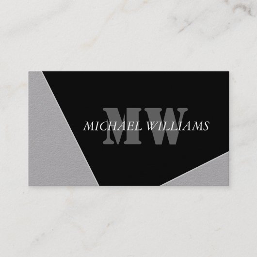 Modernes Grau-Schwarz-Monogramm Treuekarte (Vorderseite)