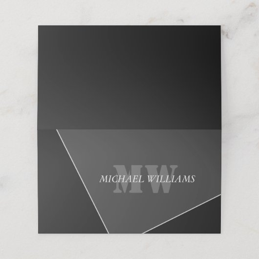 Modernes Grau-Schwarz-Monogramm Treuekarte (Außenseite Aufgefaltet)