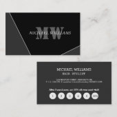 Modernes Grau-Schwarz-Monogramm Treuekarte (Vorne/Hinten)