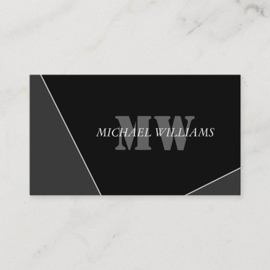 Modernes Grau-Schwarz-Monogramm Treuekarte (Vorderseite)