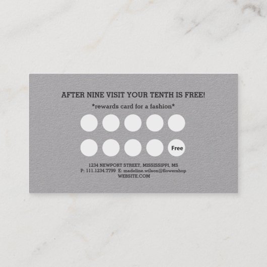 Modernes Grau-Schwarz-Monogramm Treuekarte (Rückseite)