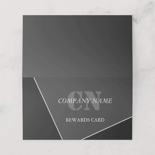 Modernes Grau-Schwarz-Monogramm Treuekarte (Außenseite Aufgefaltet)