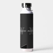 Modernes Grau-Schwarz-Monogramm Trinkflasche (Links)