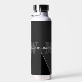 Modernes Grau-Schwarz-Monogramm Trinkflasche (Rechts)