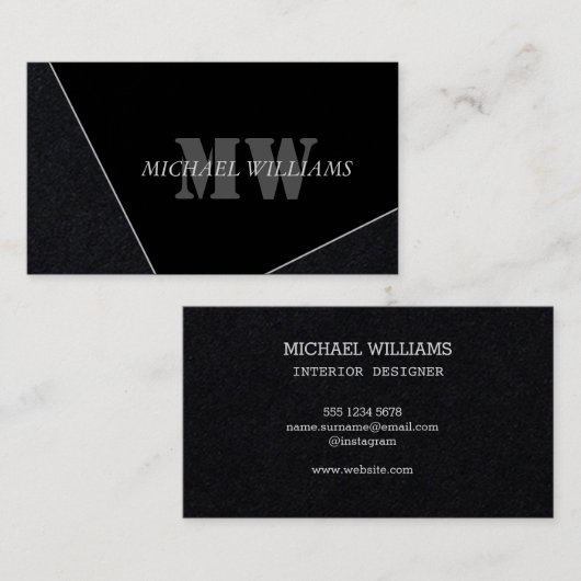 Modernes Grau-Schwarz-Monogramm Visitenkarte (Vorne/Hinten)