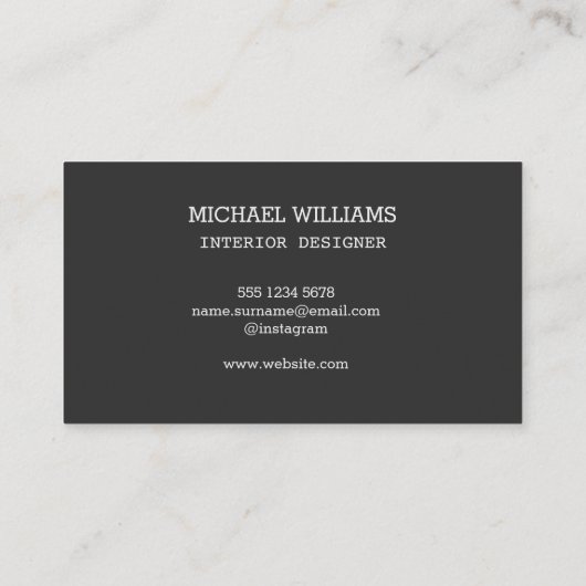 Modernes Grau-Schwarz-Monogramm Visitenkarte (Rückseite)