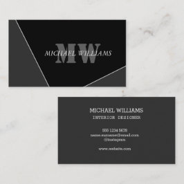 Modernes Grau-Schwarz-Monogramm Visitenkarte