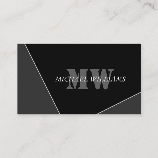 Modernes Grau-Schwarz-Monogramm Visitenkarte (Vorderseite)