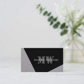 Modernes Grau-Schwarz-Monogramm Visitenkarte (Stehend Vorderseite)