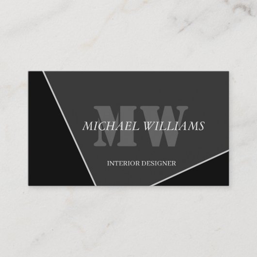 Modernes Grau-Schwarz-Monogramm Visitenkarte (Vorderseite)