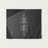 Modernes Grau-Schwarz-Monogramm Wandteppich (Vorderseite (Horizontal))