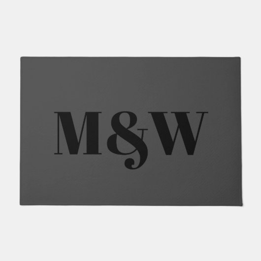 Modernes, grau-schwarzes Zierpaar, monogramm Fußmatte (Vorderseite)