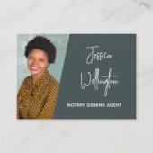 Modernes Grau-Signature Script Notary Lawyer Foto Visitenkarte (Vorderseite)