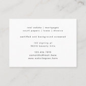 Modernes Grau-Signature Script Notary Lawyer Foto Visitenkarte (Rückseite)