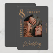 Modernes, grau-stilvolles, fein geziertes Foto Hoc Einladung (Vorne/Hinten)