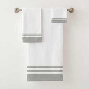 Modernes Grau striped Entwurf Badhandtuch Set