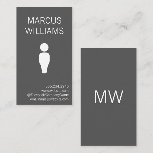 Modernes Grau / Symbol Visitenkarte (Vorne/Hinten)