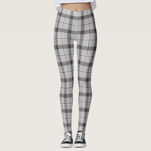 Modernes Grau-Tartan-Muster Leggings (Vorderseite)