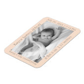 Modernes Grau über Pastel Lachs Geburtserklärung Magnet (Linke Seite)