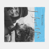 Modernes Grau und Blau| I Liebe You Foto Fleecedecke (Vorderseite (Horizontal))