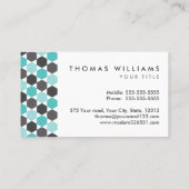 Modernes Grau und blaue Hexagongrenze des Aqua Visitenkarte (Rückseite)