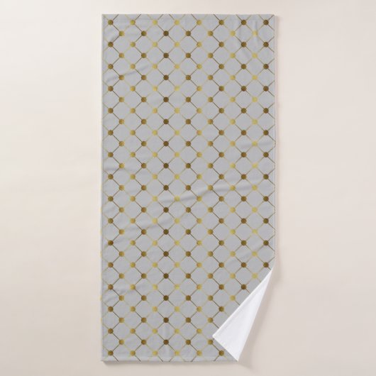 Modernes Grau- und Gold Dot Grid Badehandtuch (Badehandtuch)