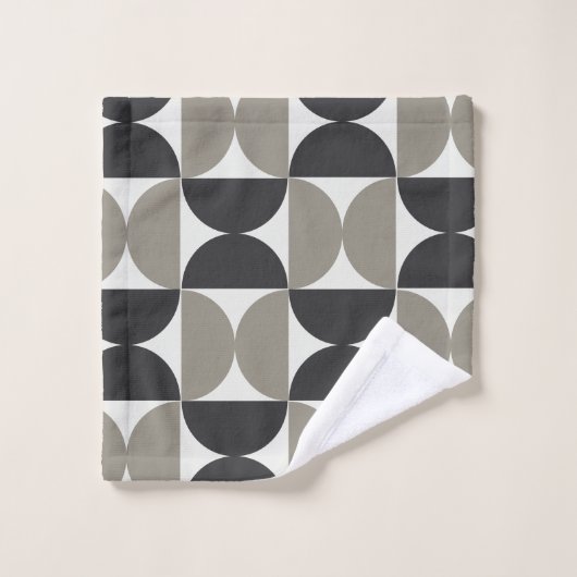 Modernes Grau und Gunmetal Mitte des Jahrhunderts Badhandtuch Set (Waschlappen)