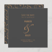 Modernes Grau und KupferHerbsthochzeit rettet das  Save The Date (Vorne/Hinten)