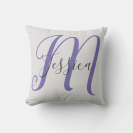 Modernes Grau und Lila Monogramm Kissen