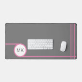 Modernes Grau und Rosa Mit Monogramm Schreibtischunterlage (Tastatur & Maus)