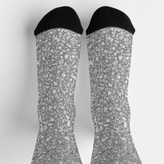 Modernes Grau und Weiß Terrazzo Socken (Oben)