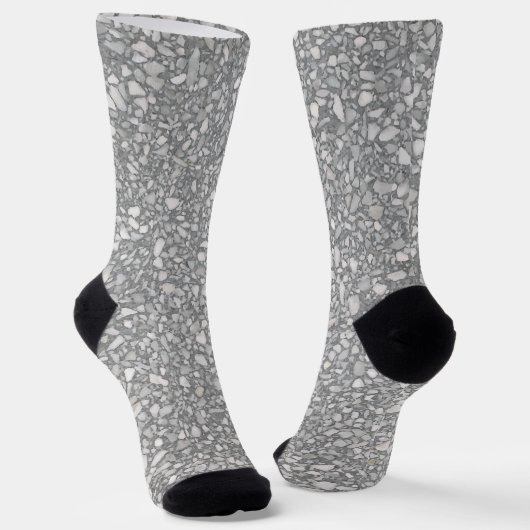 Modernes Grau und Weiß Terrazzo Socken (Gewinkelt)