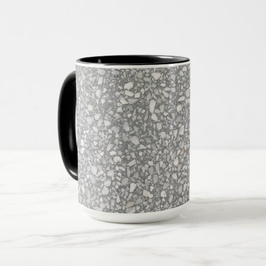 Modernes Grau und Weiß Terrazzo Tasse (Vorderseite Links)