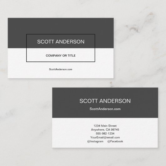 Modernes Grau Visitenkarte (Vorne/Hinten)