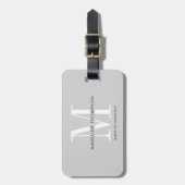 Modernes Grau-Weiß-Monogramm Gepäckanhänger (Vorderseite vertikal)